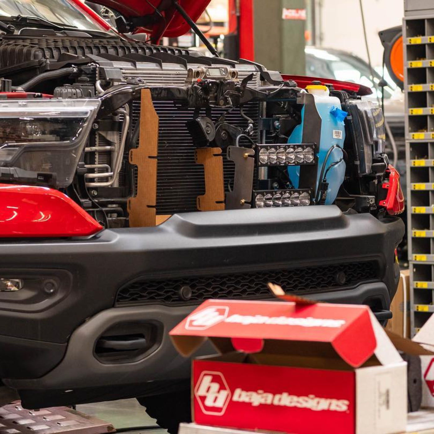 2025 Ram 1500 RHO SDHQ Built Behind the Grille LED Light Bar Mount installed