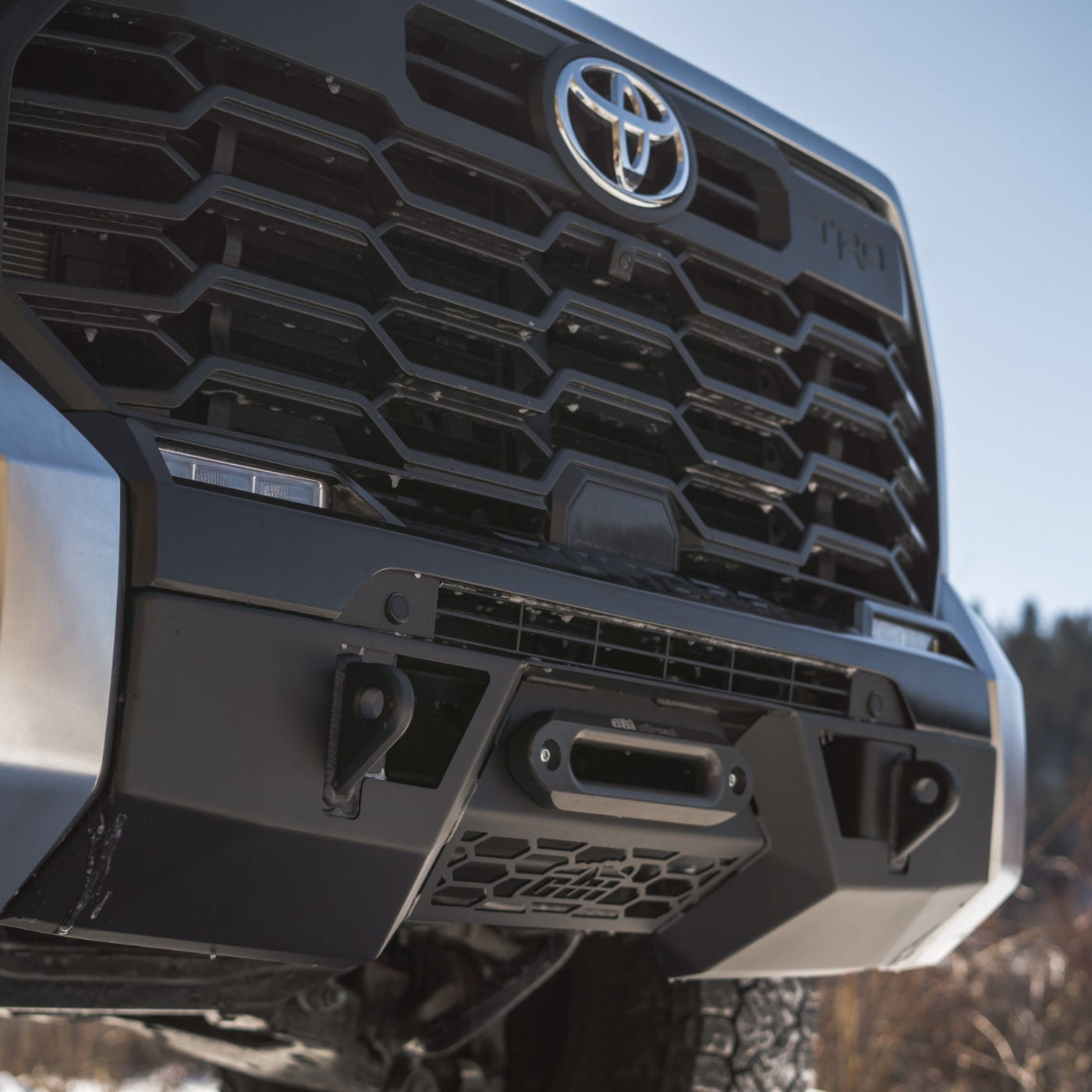 '22-25 Toyota Tundra CBI Off-Road Covert Series Front Bumper Close-up Display on Vehicle