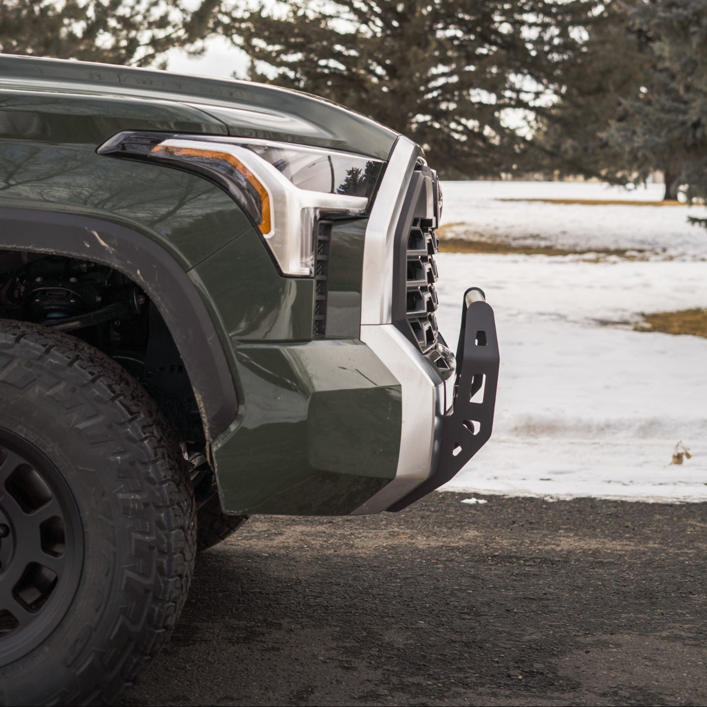 '22-25 Toyota Tundra CBI Off-Road Covert Series Front Bumper Side View Display on Vehicle