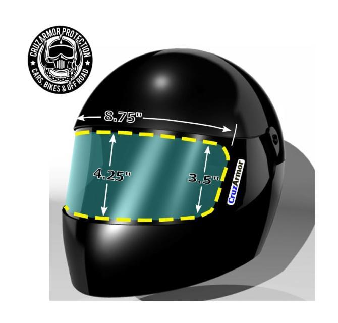 Helmet Shield Protection Kit-Generic Display and Measurements