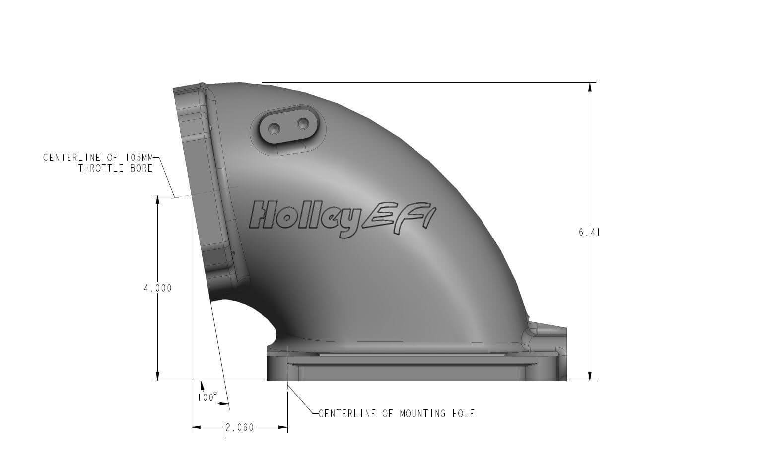 Holley Air Intake Tube GM-LS Size Display