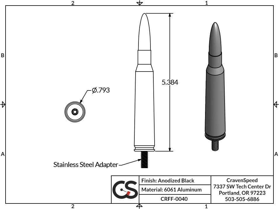 '21-23 Ford Bronco Cravenspeed Bullet Style Stubby Antenna Design and Measurements