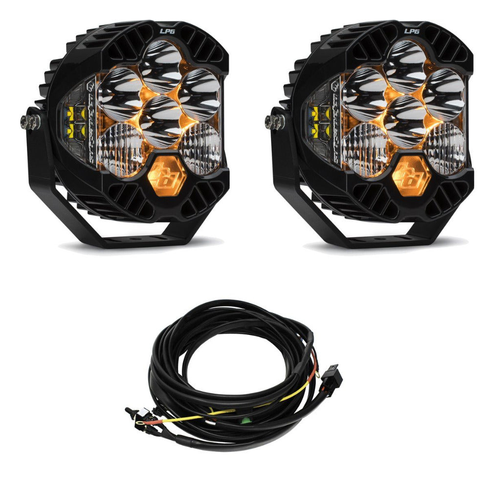 LP6 Pro LED Lights - Pair Lighting Baja Designs Display of Included Parts