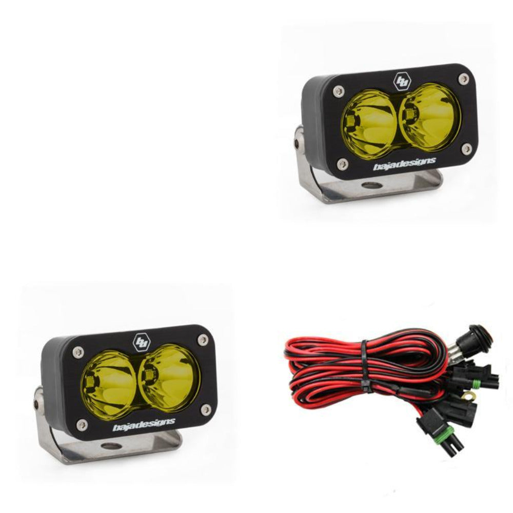 S2 Sport LED Light - Pair Lighting Baja Designs Display of Included Parts