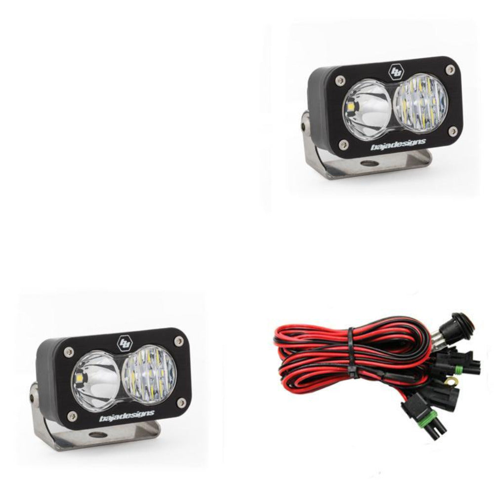 S2 Sport LED Light - Pair Lighting Baja Designs Display of Included Parts