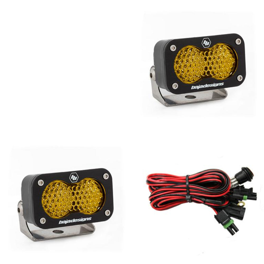 S2 Sport LED Light - Pair Lighting Baja Designs Display of Included Parts