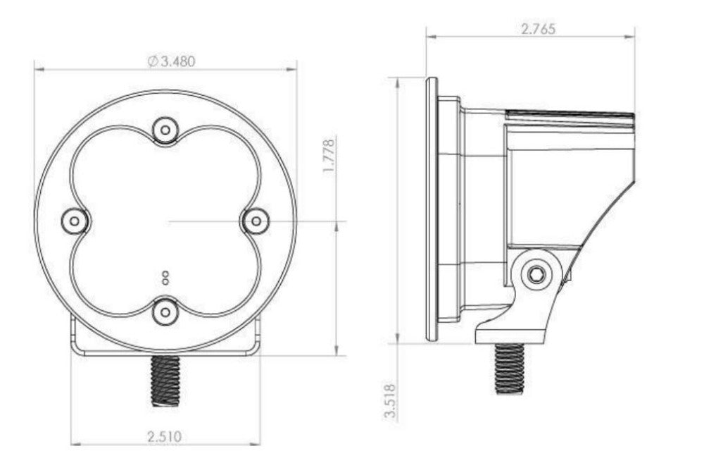 Squadron Racer Edition-R LED Light Lighting Baja Designs Diagram of Measurements
