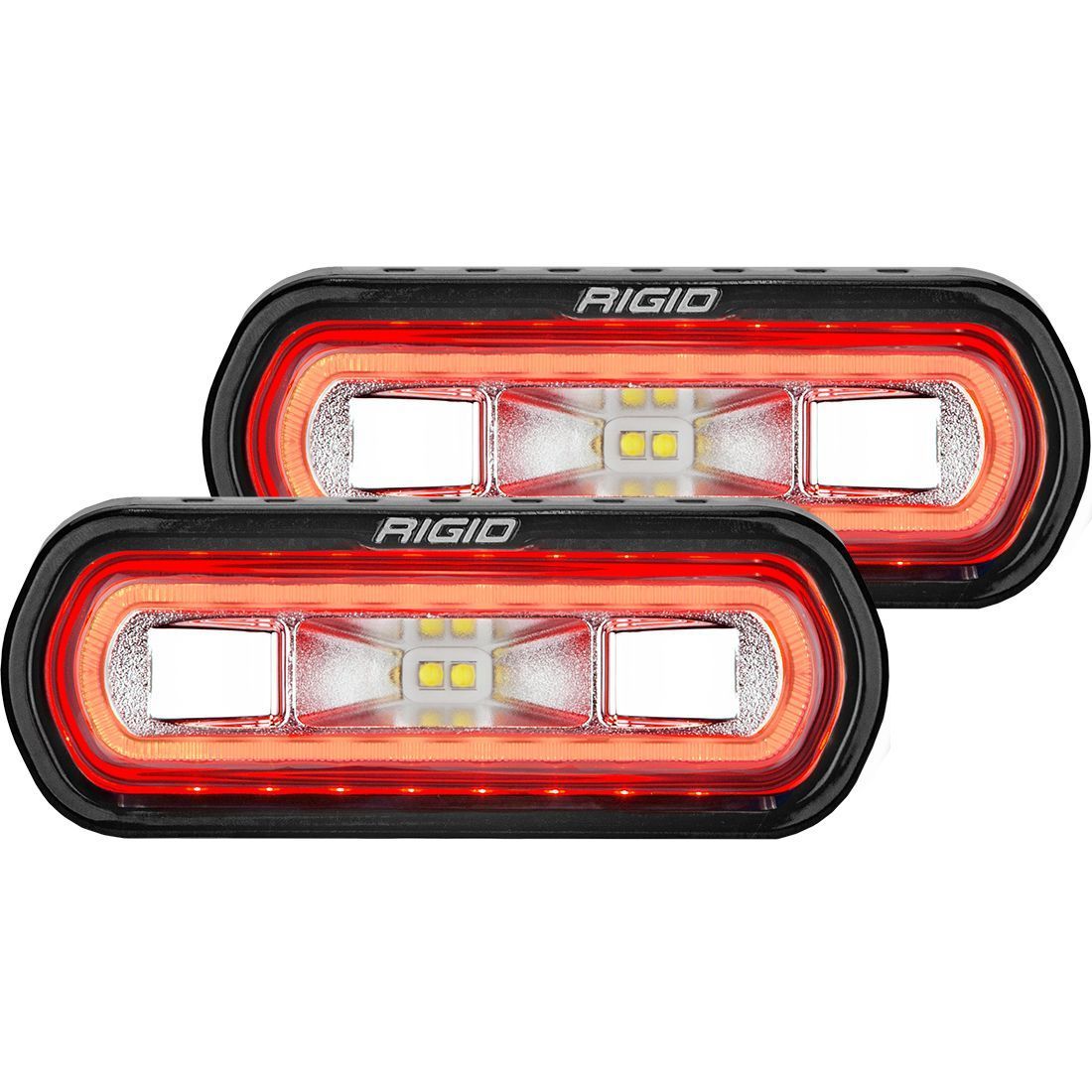 SR-L Series Off Road Spreader Pod Red Halo | Pair Lighting Rigid Industries Surface Mount
