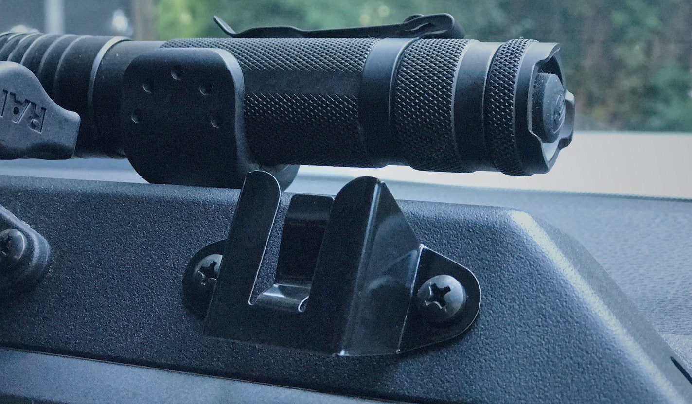 CB Mic and Handheld Radio Holder Close-up Display in vehicle