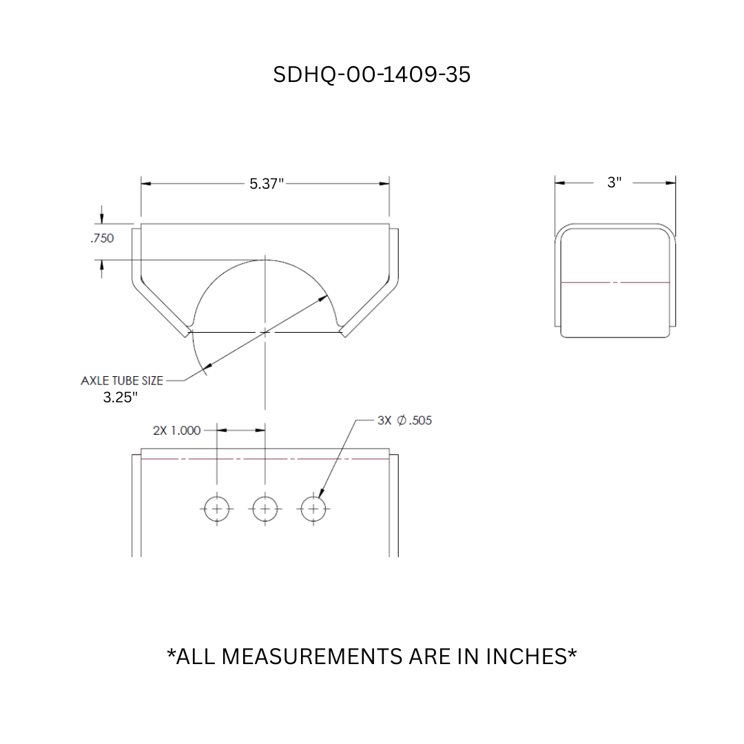 SDHQ Built Leaf Spring Perch Kit | 3" Leaf Spring Width, 3.25" Axle