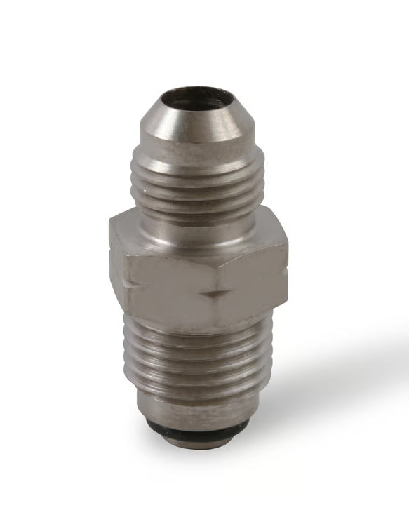 Earl's -6 AN Male to 18mm x 1.50 Male Front View Silver