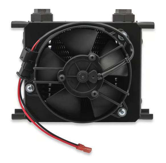 Earl's UltraPro Oil Cooler w/ Fan Pack - 19 Rows - Narrow Cooler Front View Black
