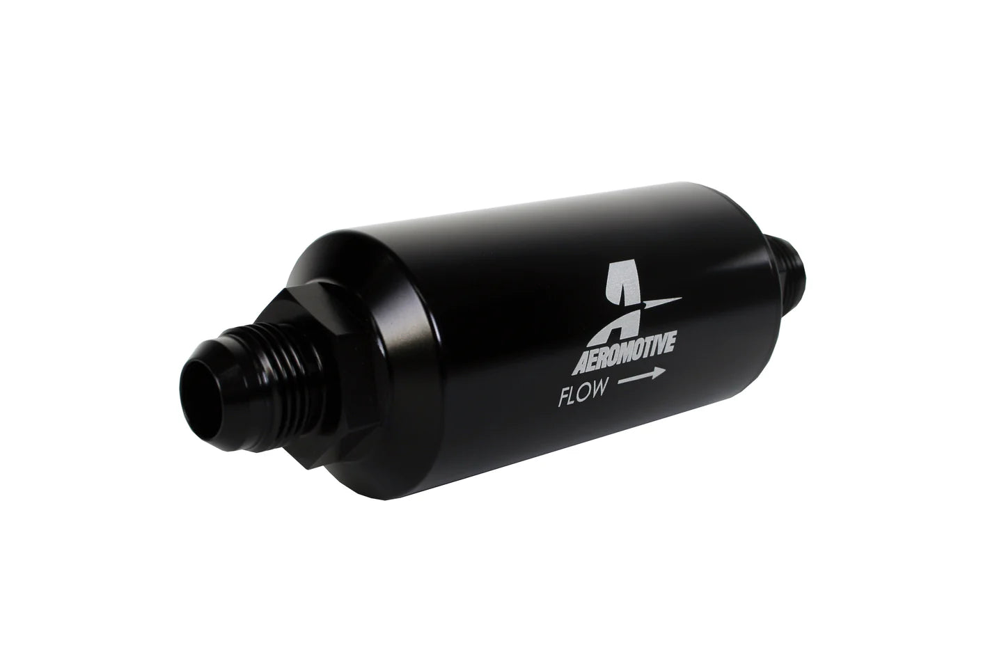 10 Micron Black Fuel Filter with Male AN-10 Ports & Cellulose Element Front View