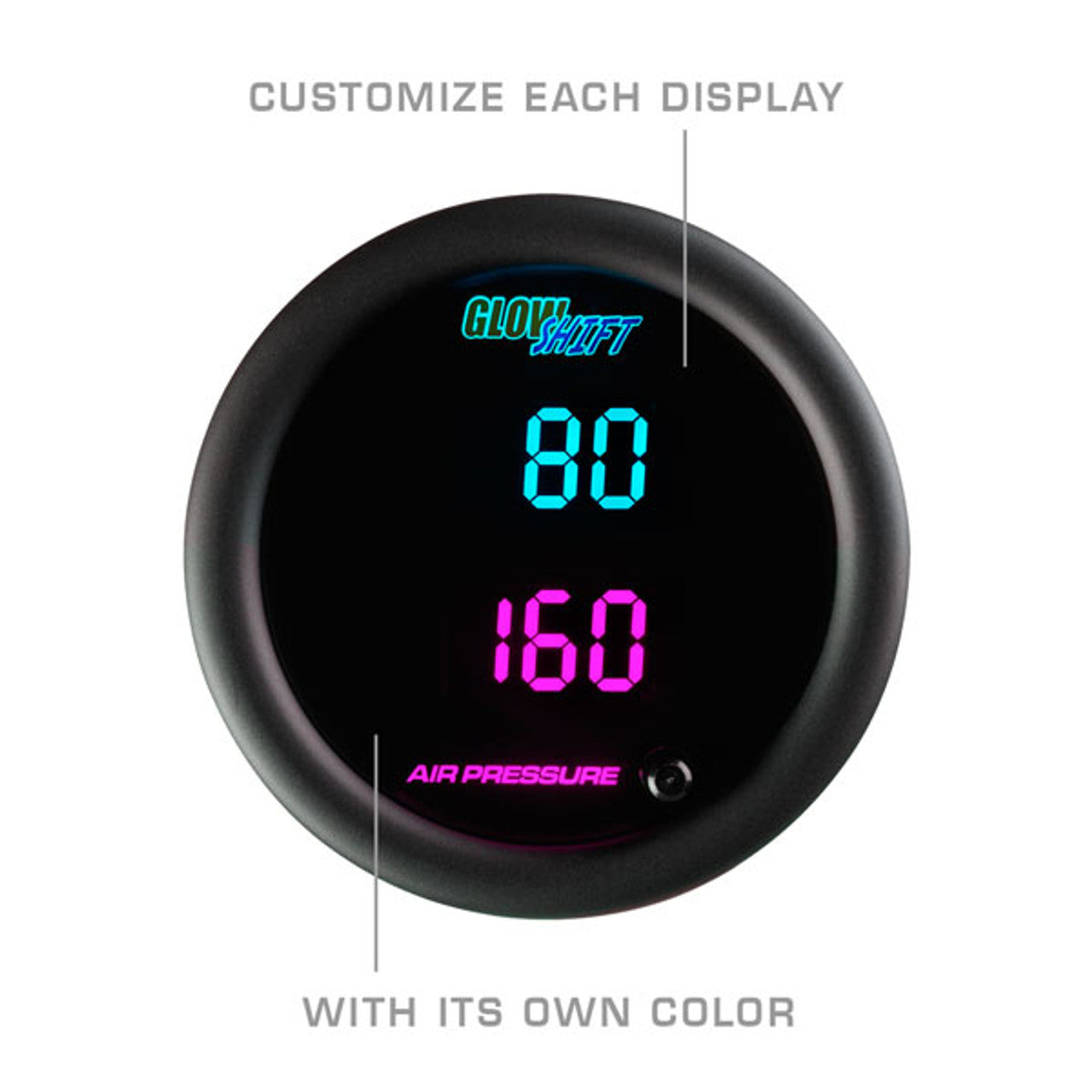 10 Color Digital Dual Air Pressure Gauge Display 