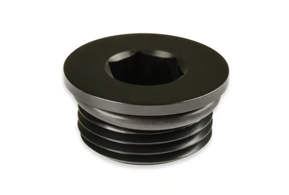 Earl's -8 AN Port Plug w/ O-Ring Seal, Black Anodized Aluminum Front View Black