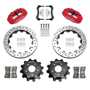 Forged Narrow Superlite 4R Big Brake Rear Brake Kit For OE Parking Brake Drilled/Slotted RED Skyline R33 | 17" Wheel Diameter Minimum