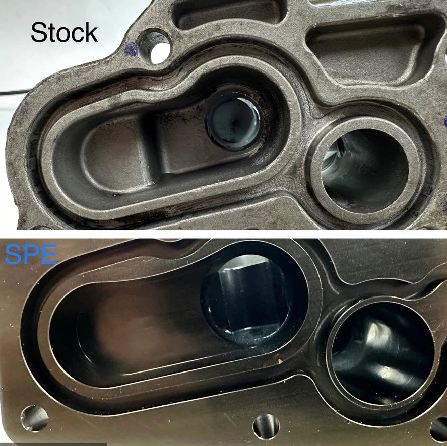 SPE Motorsport 2023+ 6.7L Powerstroke Oil Filter Housing Front View