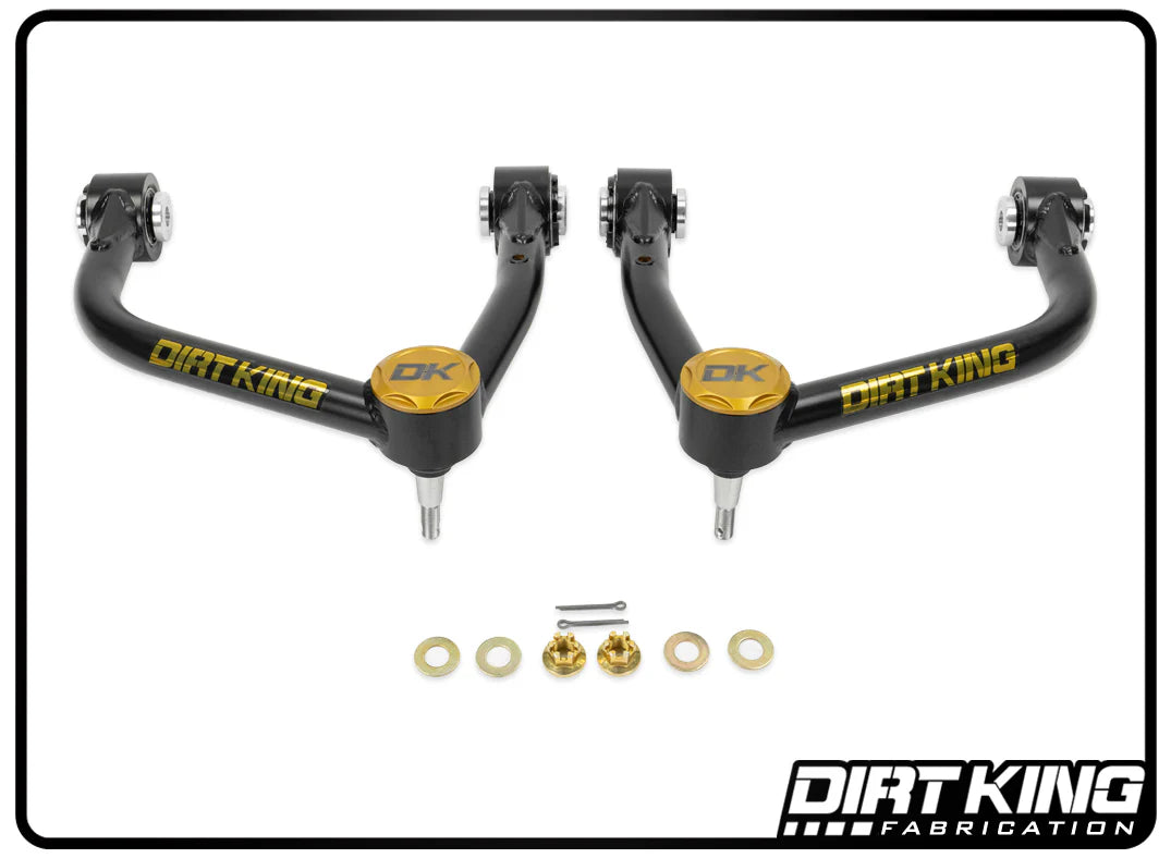 '19-24 GM 1500 Dirt King 4130 Balljoint Upper Control Arm Kit Display of Included Parts 