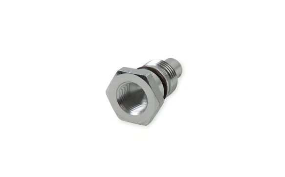 Earl's Remote Reservoir Adapter Kit for Saginaw Type II Power Steering Pumps Front View Silver