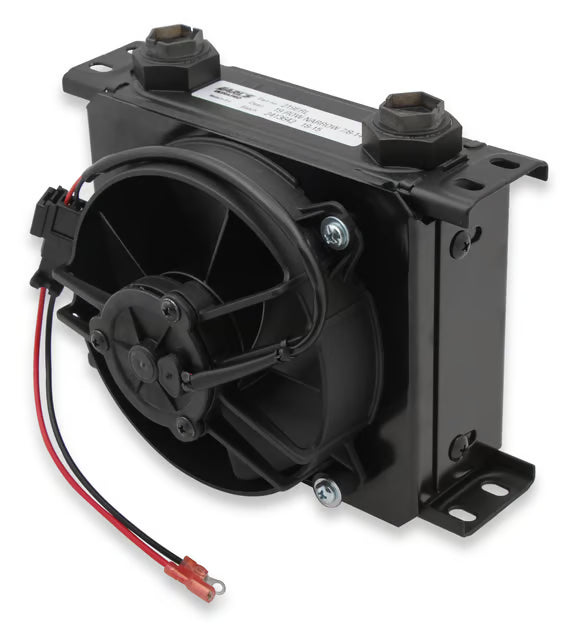 Earl's UltraPro Oil Cooler w/ Fan Pack - 19 Rows - Narrow Cooler Front View Black