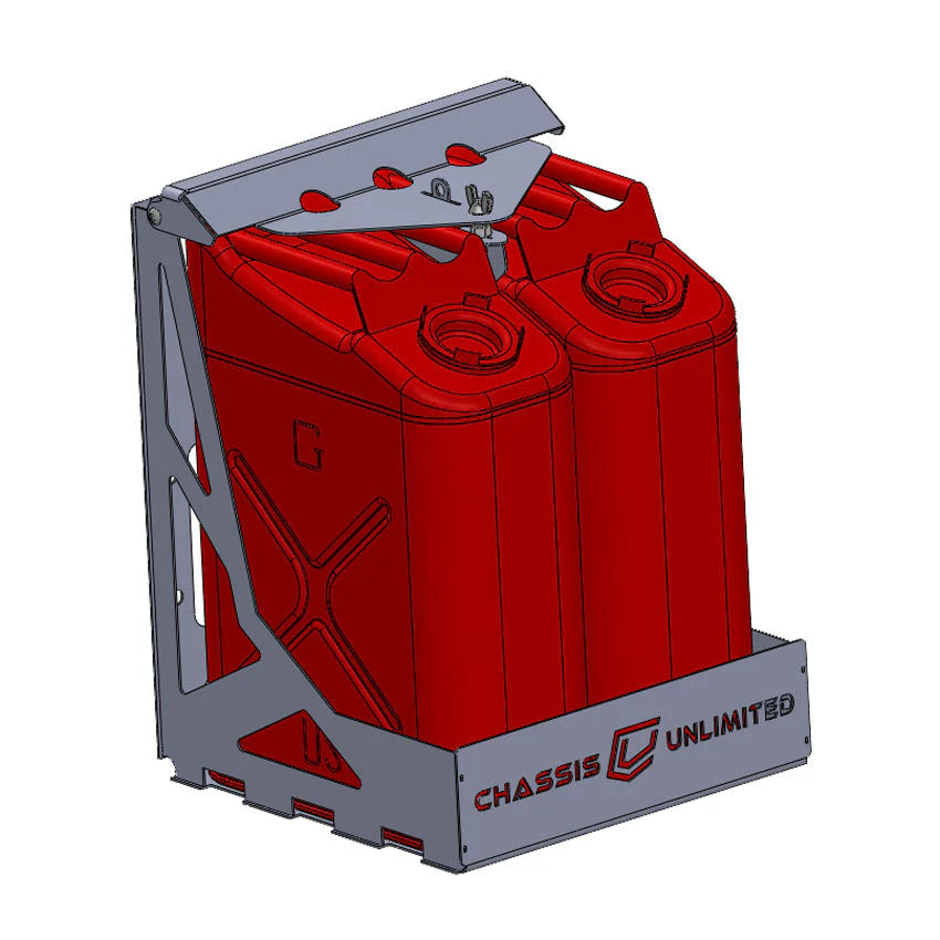 DUAL FUEL/WATER CAN MOUNT - FITS SWING OUT BUMPERS Front View