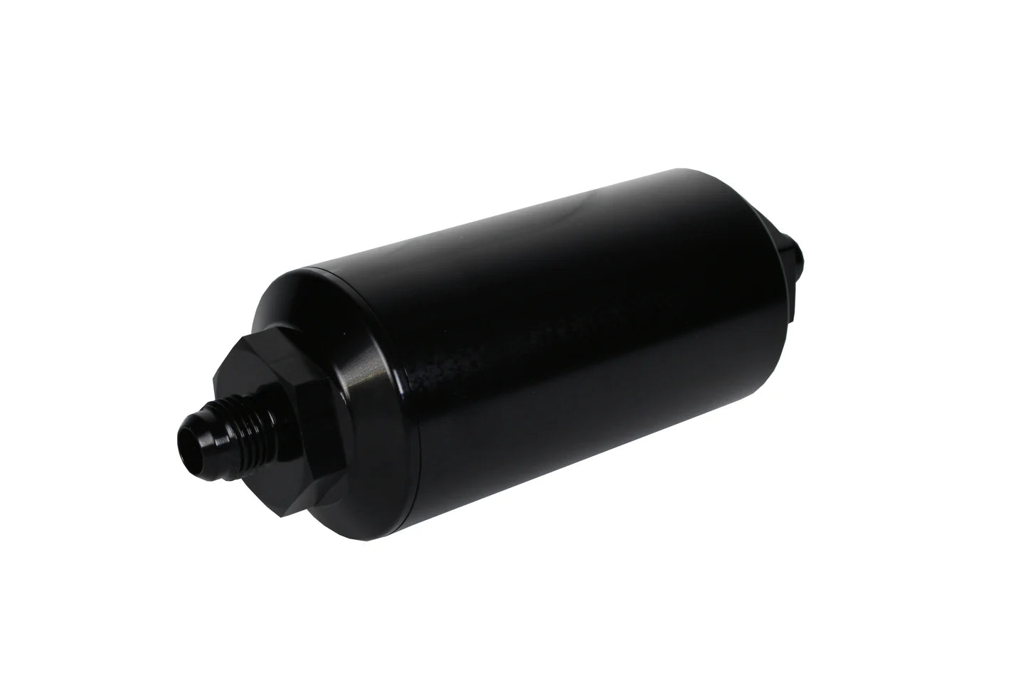 10 Micron Black Fuel Filter with Male AN-06 Ports & Cellulose Element Front View