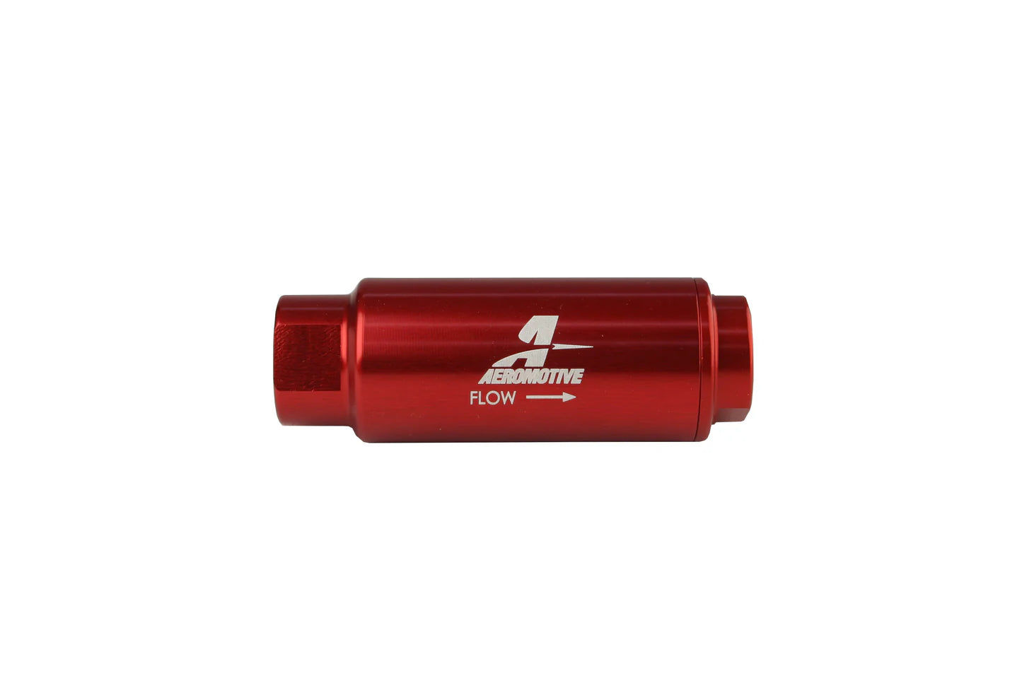 100 Micron Red Fuel Filter with 3/8 NPT Ports & Stainless Mesh Element Front View