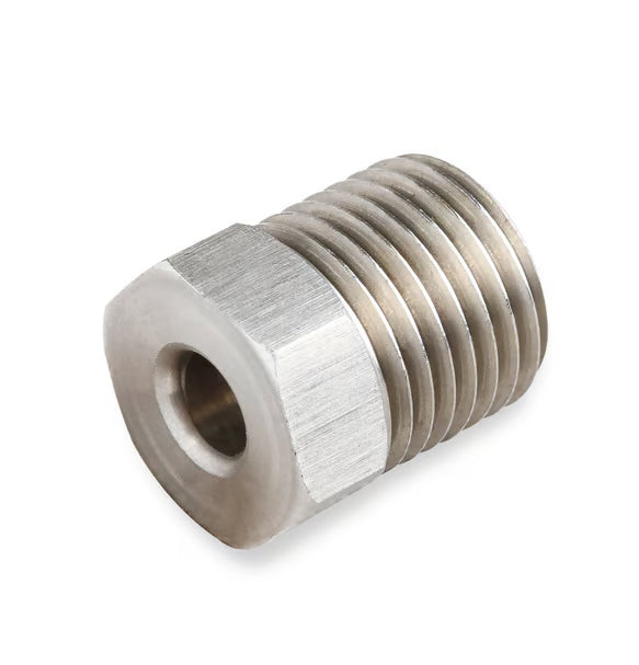 Earl's Hardline Tube Nut Stainless Steel - 1/2"-20 Inverted Flare for 3/16" Tubing - Sold Individually. Front View Silver