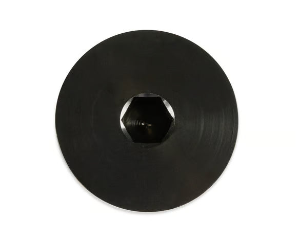 Earl's -12 AN Port Plug w/ O-Ring Seal, Black Anodized Aluminum Top View Black