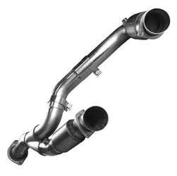 3" SS GREEN Catted Y-Pipe. 2007-2008 GM Truck 4.8L/5.3L/6.0L. Connects to OEM. Front View