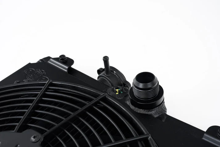 Universal Half Radiator - Evo 7/8/9 / 92-00 Civic - w/ SPAL Fan & Shroud Front View