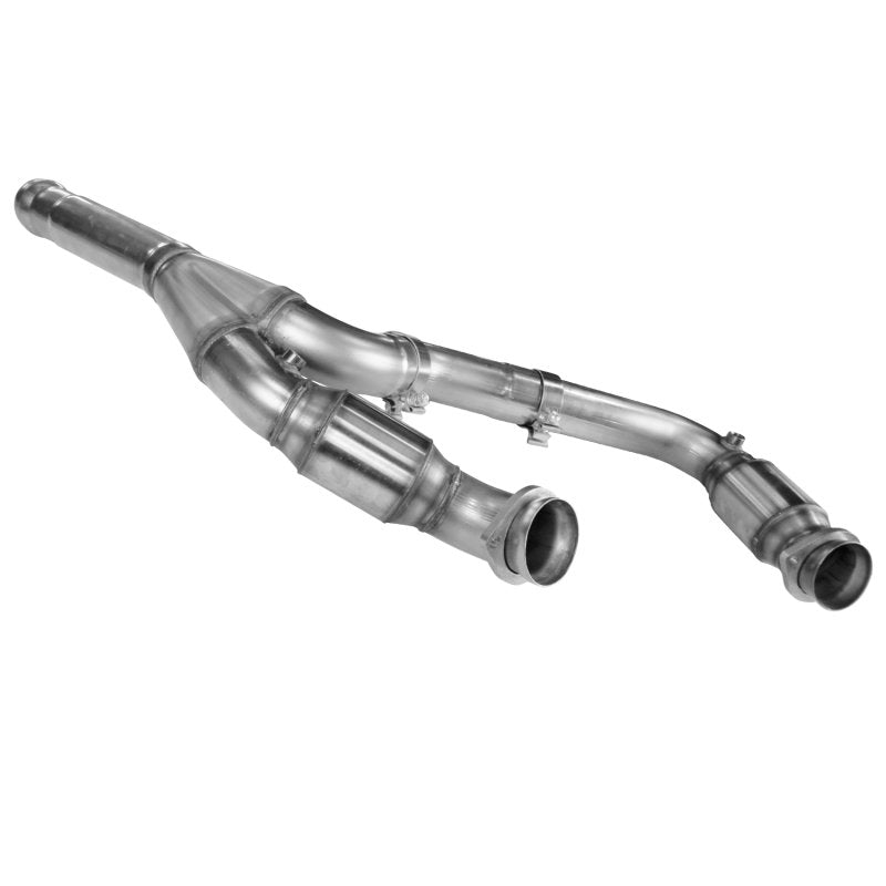 3" Stainless GREEN Catted Y-Pipe 2014-2018 GM 1/2 Ton Truck 6.2L Front View