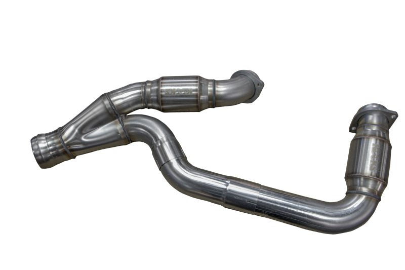 3" Stainless Catted Y-Pipe. 2019-2023 GM 1/2 Ton Truck 6.2L. Front View
