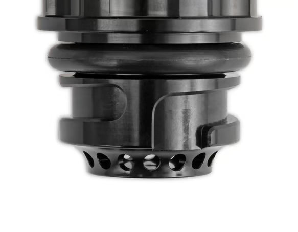 Oil Fill Cap w/ Baffle & -10 ORB Port - Fits Factory Valve Covers - GM LS Series, GM Gen-V LT, and 2011-2017 Ford Coyote Engines (Gen 1 and Gen 2). Front View Black