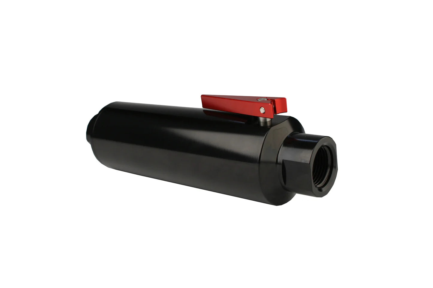 100 Micron Shutoff Valve Fuel Filter with ORB-12 Ports & Stainless Mesh Element Front View
