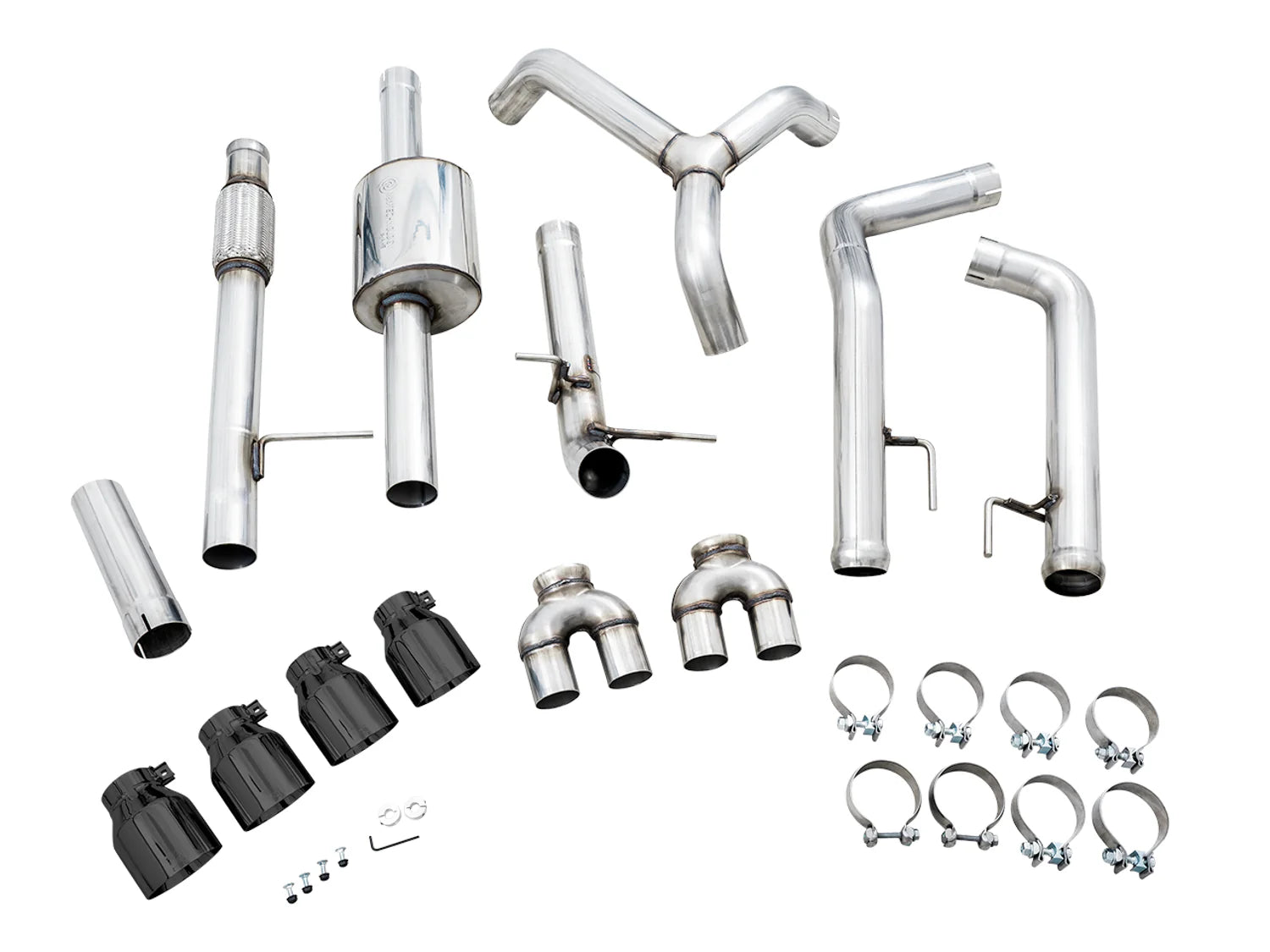 AWE 0FG Exhaust Suite for the 4th Gen Silverado/Sierra 5.3L Front View