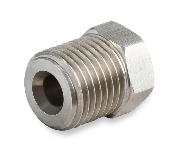Earl's Hardline Tube Nut Stainless Steel - 1/2"-20 Inverted Flare for 3/16" Tubing - Sold Individually. Front View Silver