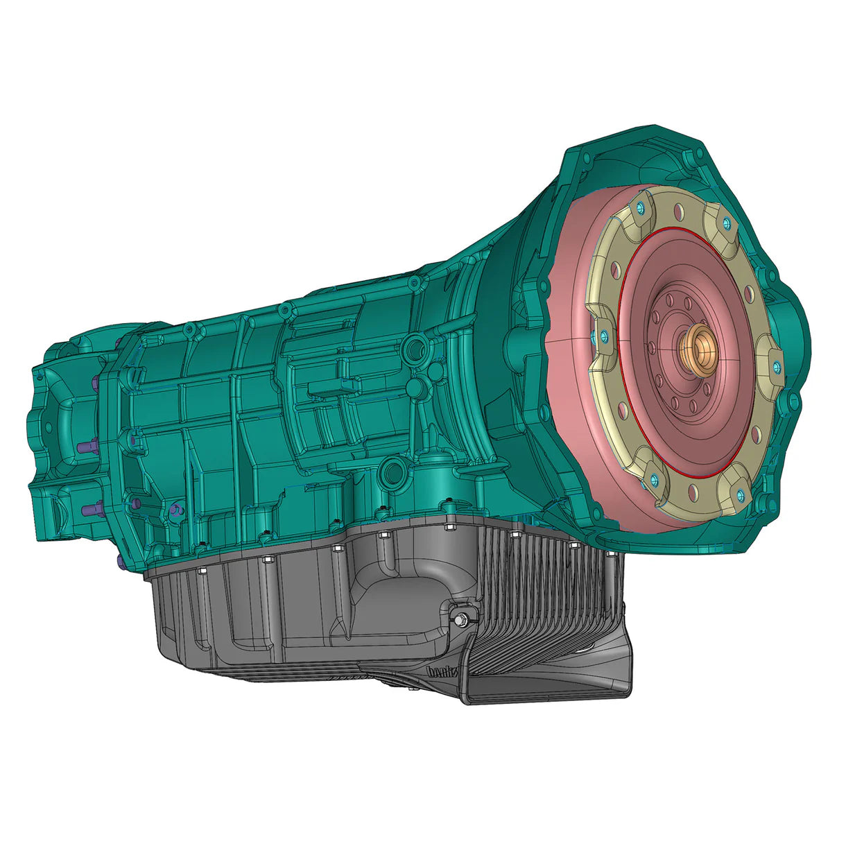 2007.5-2024 RAM 2500/3500 6.7L with 68RFE 6-speed transmission Excludes high output 6.7L Cummins Ram-Air Transmission Pan Front View