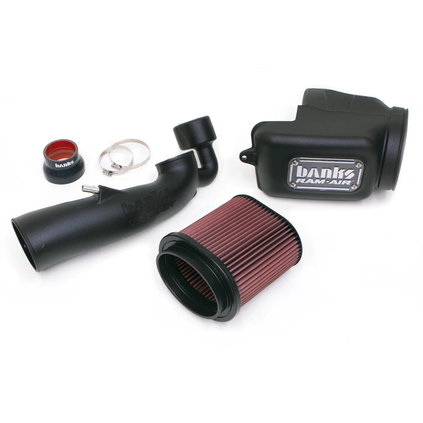 Ram-Air® Oiled or Dry Filter, Cold Air Intake System Front View Red