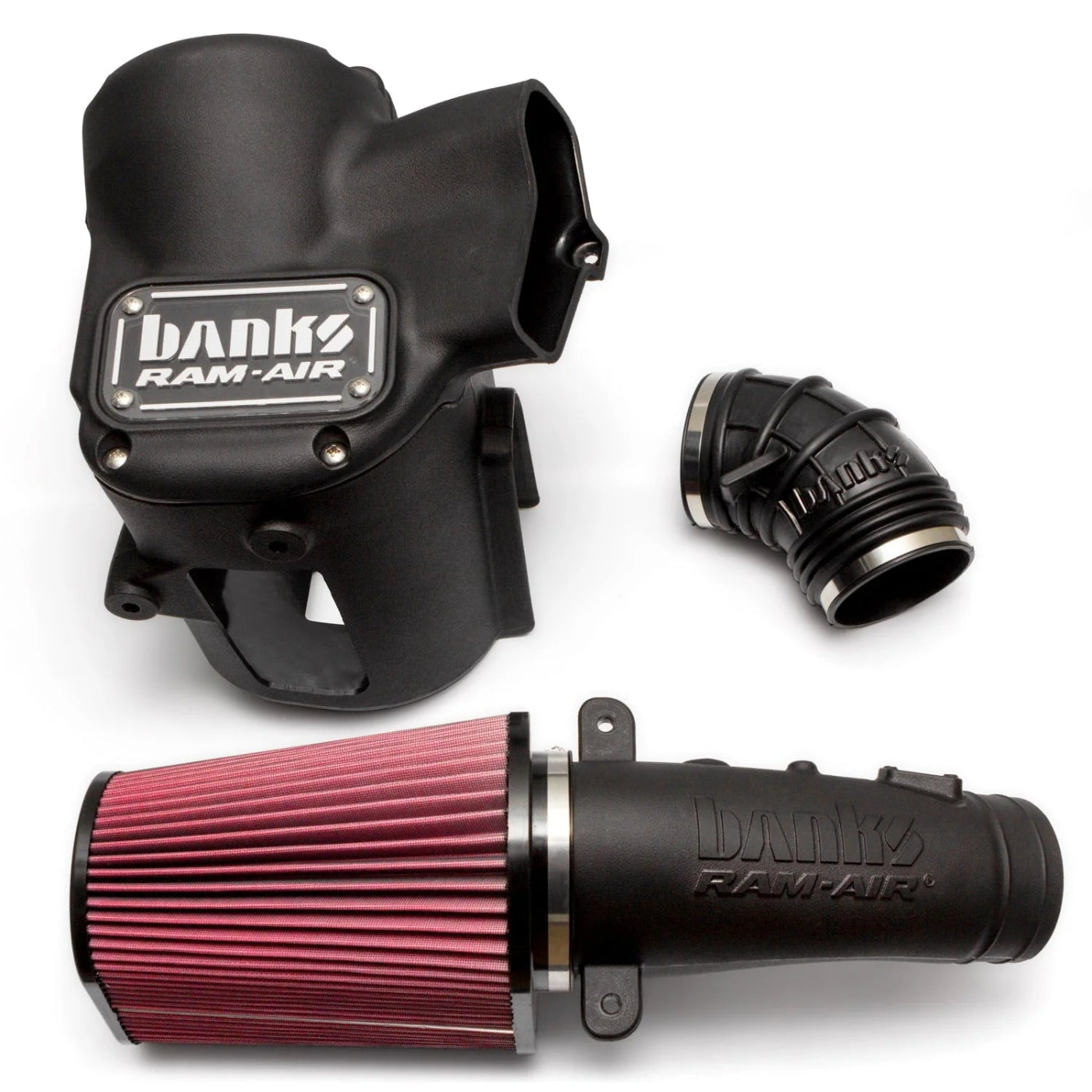 Ram-Air® Oiled or Dry Filter, Cold Air Intake System Front View Red