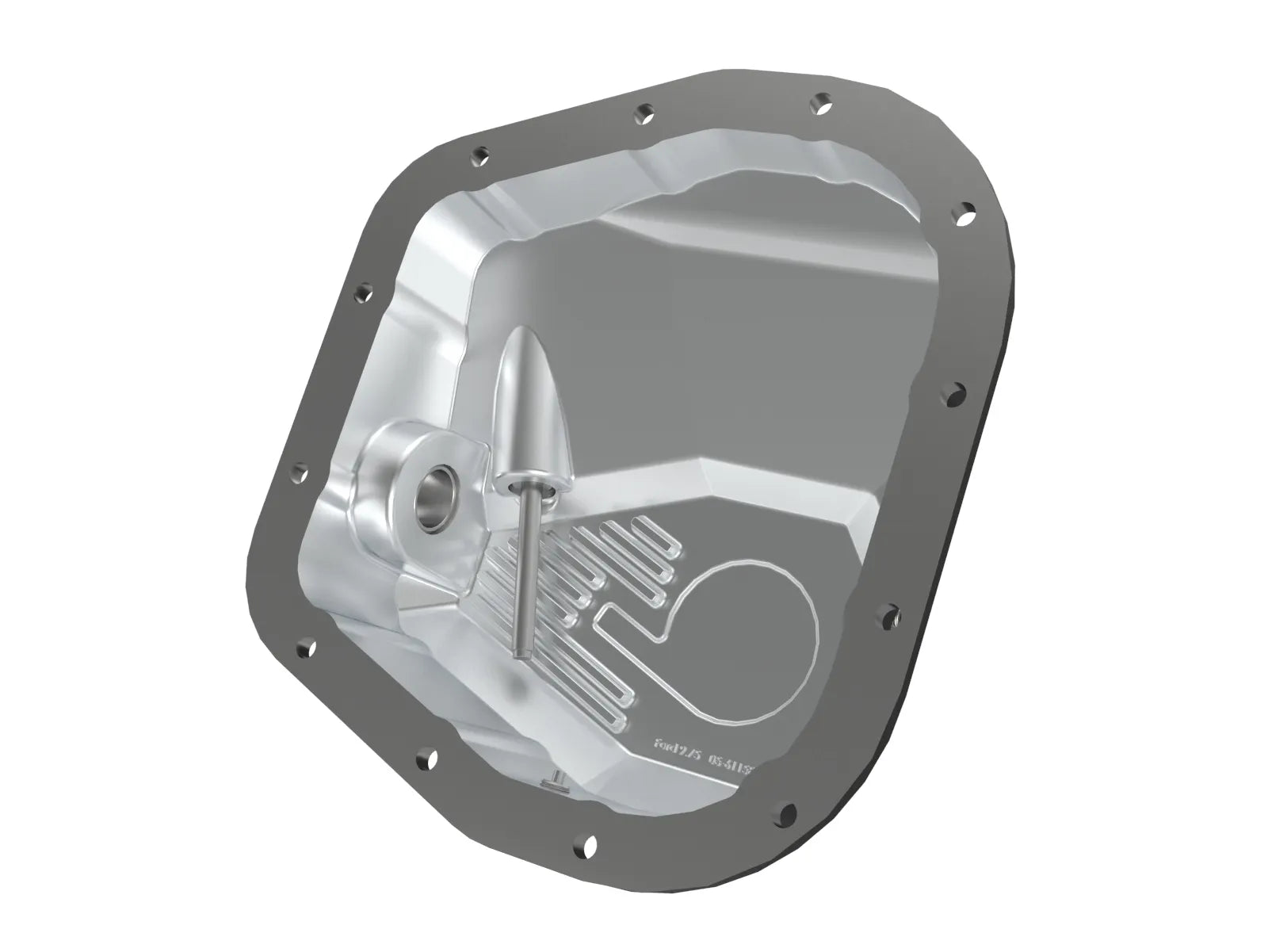 aFe POWER Pro Series Rear Differential Cover Black w/ Machined Fins Ford F-150/Raptor 97-23 (9.75-12) Rear View Silver