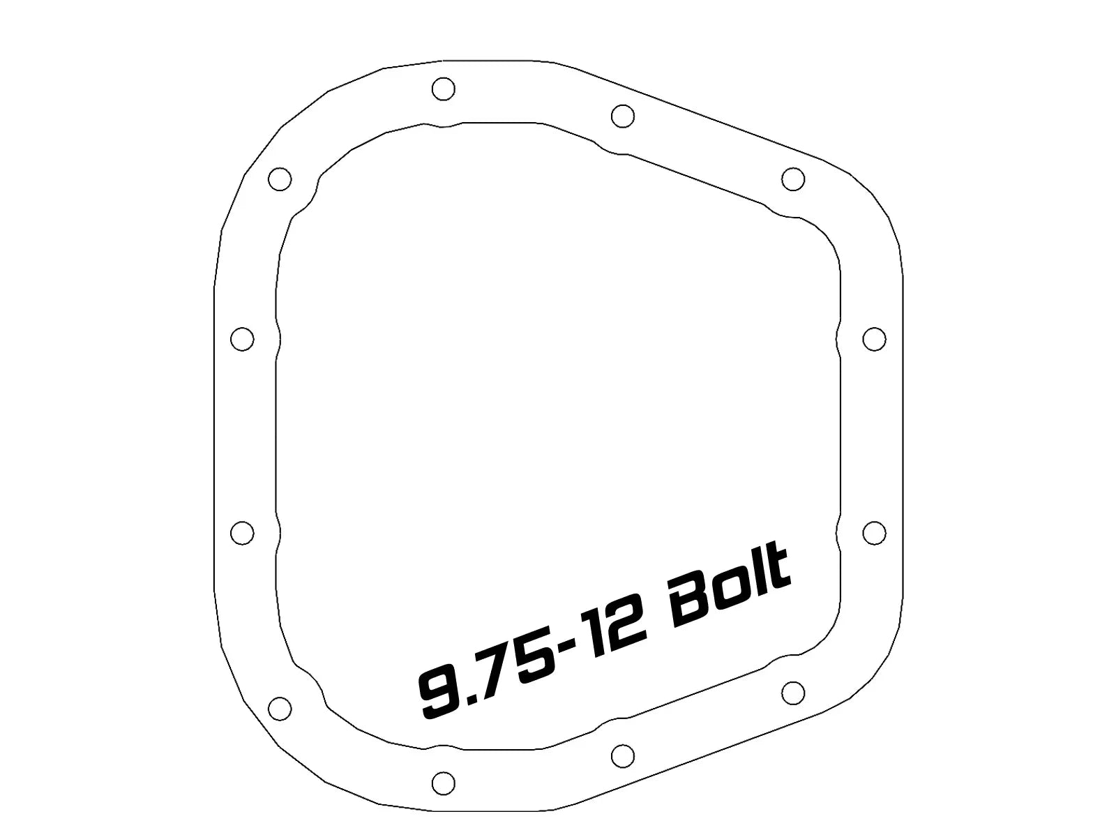Outline of a differential cover with '9.75-12 Bolt' text on a white background