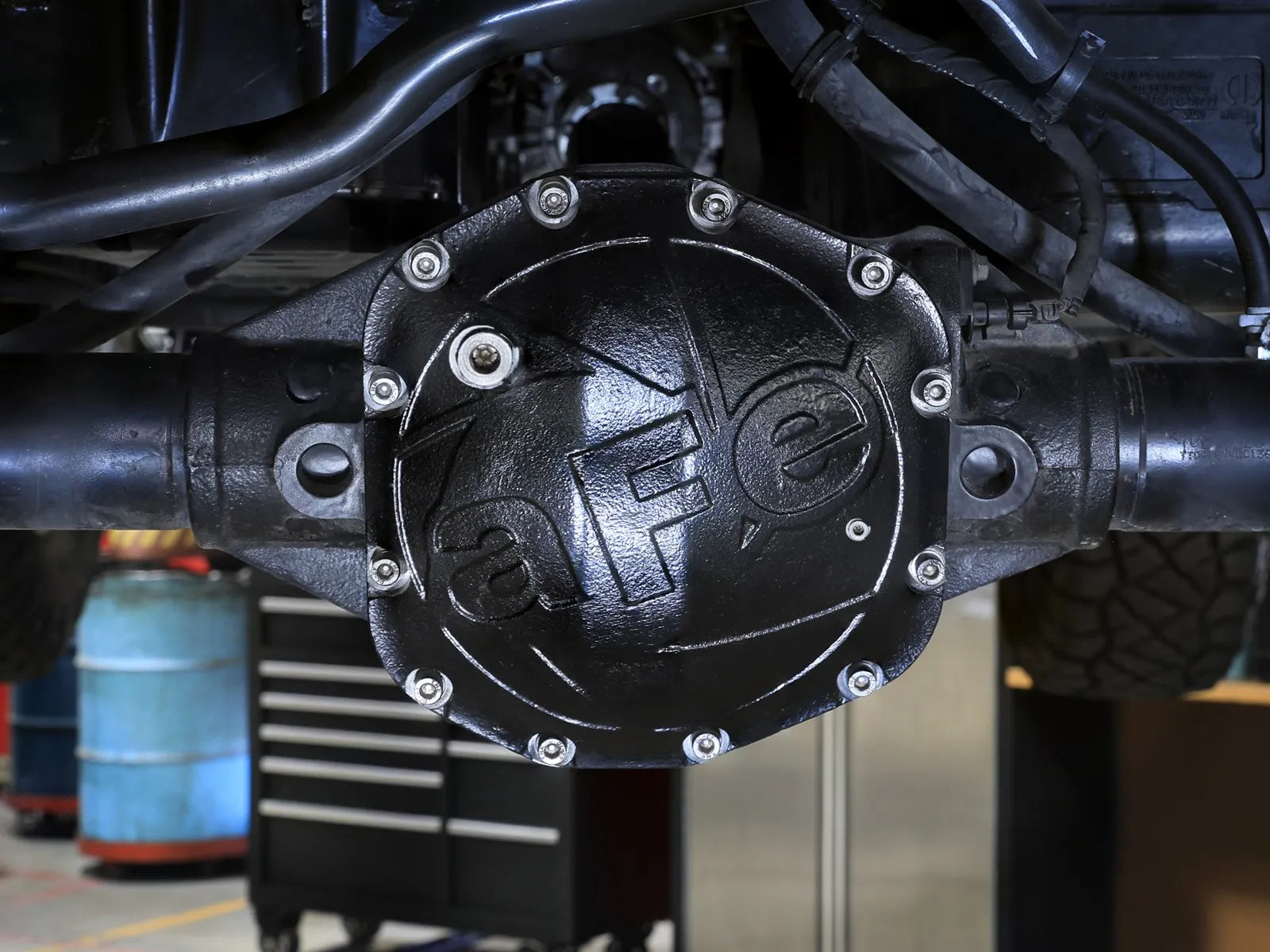 aFe POWER Pro Series Rear Differential Cover Black Jeep Wrangler (JL) 18-25 L4-2.0L (t)/ V6-3.6L (Dana M220) Front View Black