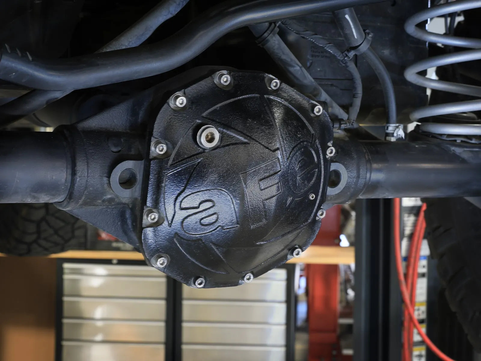 aFe POWER Pro Series Rear Differential Cover Black Jeep Wrangler (JL) 18-25 L4-2.0L (t)/ V6-3.6L (Dana M220) Front View Black