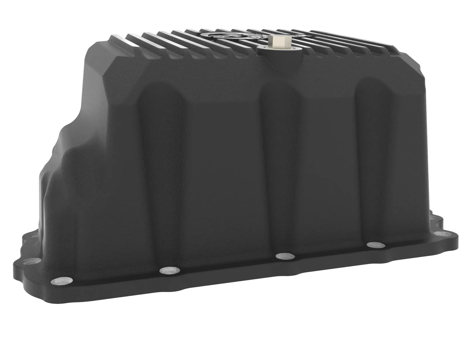 aFe POWER Pro Series Engine Oil Pan Black w/ Machined Fins GM Diesel Trucks 17-19 V8-6.6L (td) L5P Side View Black