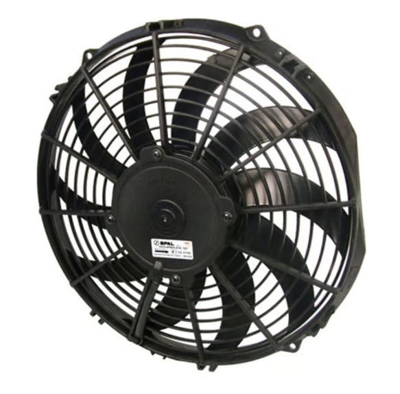 SPAL® 12.00" Inch Electric Fan Puller Style Medium Profile 1328 CFM 10 Curved Style blades Front View