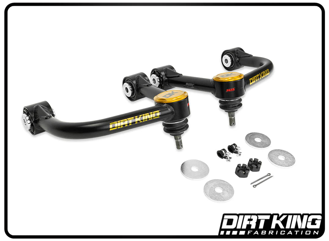 Dirt King 4130 Balljoint Upper Control Arm Kit Display of included Parts 