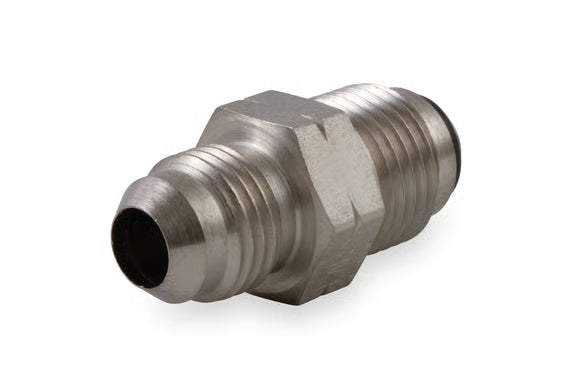 Earl's -6 AN Male to 16mm x 1.50 Male Front View Silver