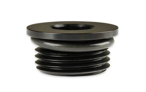 Earl's -10 AN Port Plug w/ O-Ring Seal, Black Anodized Aluminum Front View Black
