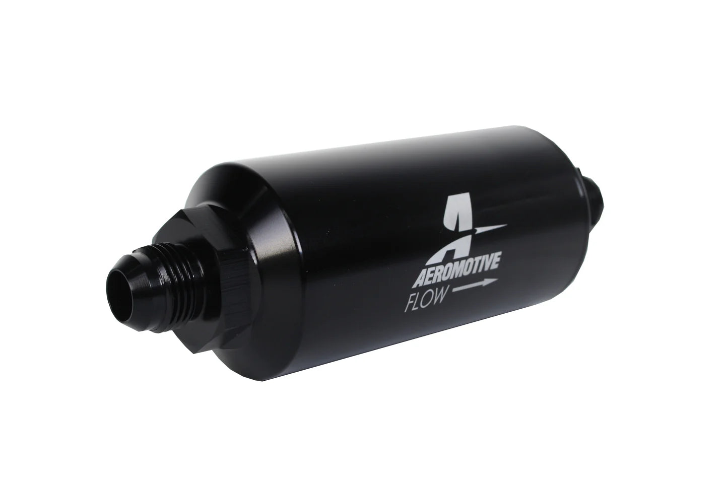 10 Micron Black Fuel Filter with Male AN-08 Ports & Cellulose Element Front View